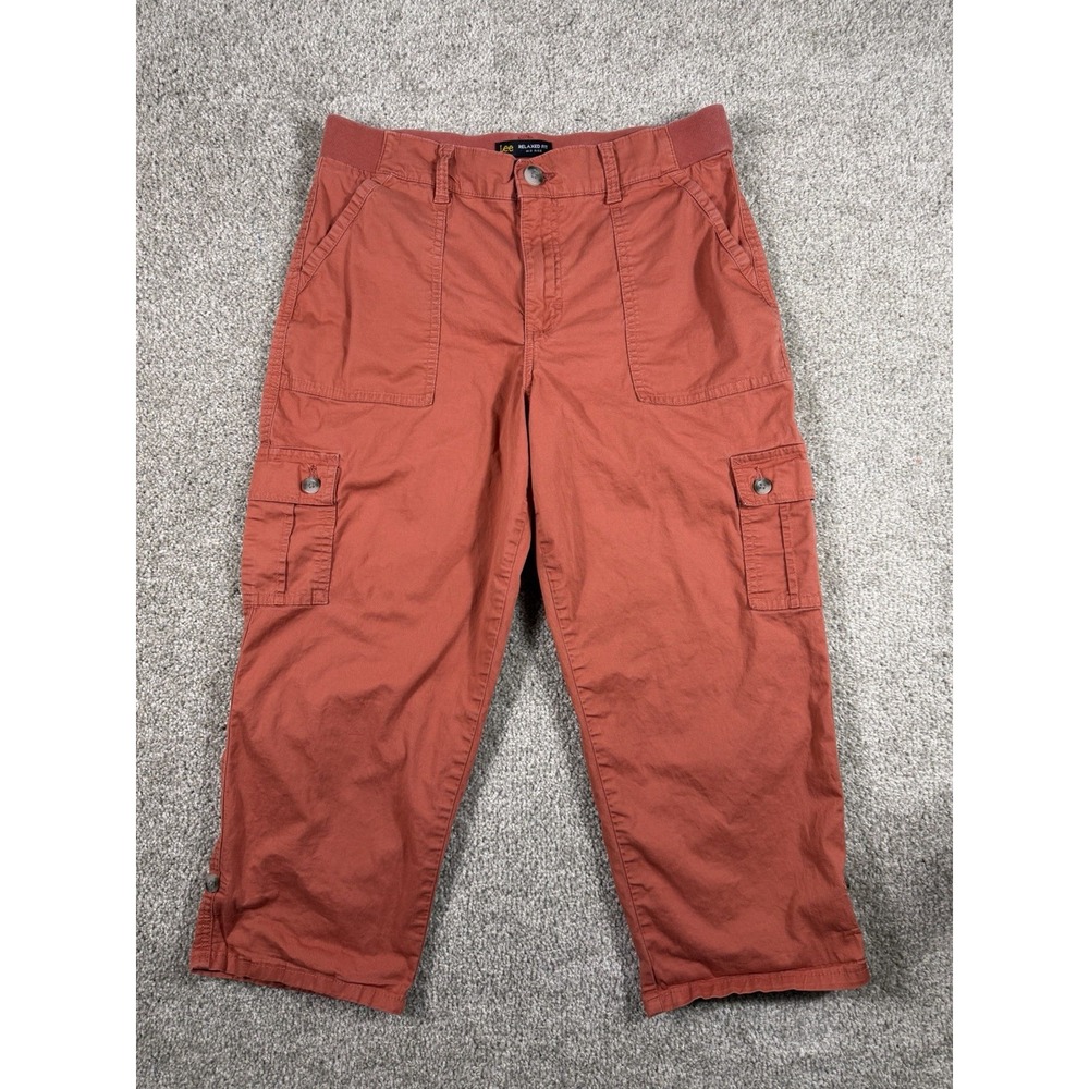 Lee Women's Relaxed Fit Mid Rise Terracotta Cargo Capri Pants Size 10 Medium